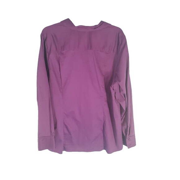 Womens Sz 24 Button Front Blouse Long Sleeve Purple Lane Bryant - Picture 8 of 11